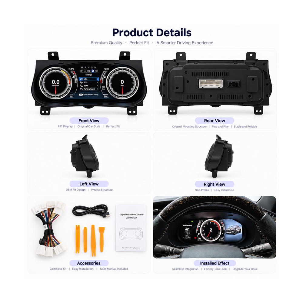 Toyota Hilux 2016-2024 Digital Instrument Cluster product details rear housing and accessories