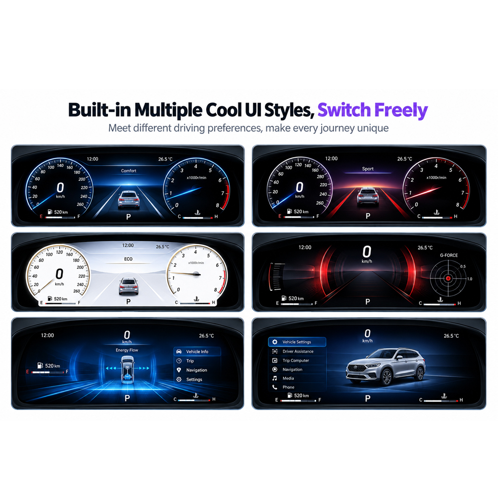 Toyota Hilux 2016-2024 Digital Instrument Cluster multiple UI themes
