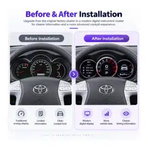 Toyota Hilux Vigo Fortuner SW4 digital instrument cluster before and after installation