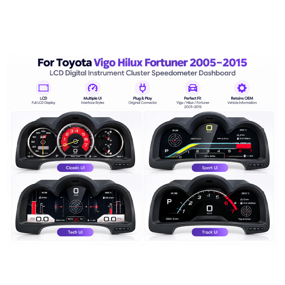 Hilux N70 Digital Dash selectable instrument cluster interface themes