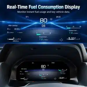 Toyota Tundra digital cluster display image showing real-time fuel consumption data and key vehicle information.