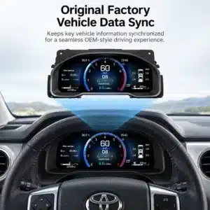 Toyota Tundra dashboard image showing original factory vehicle data sync concept with the digital cluster mounted in the