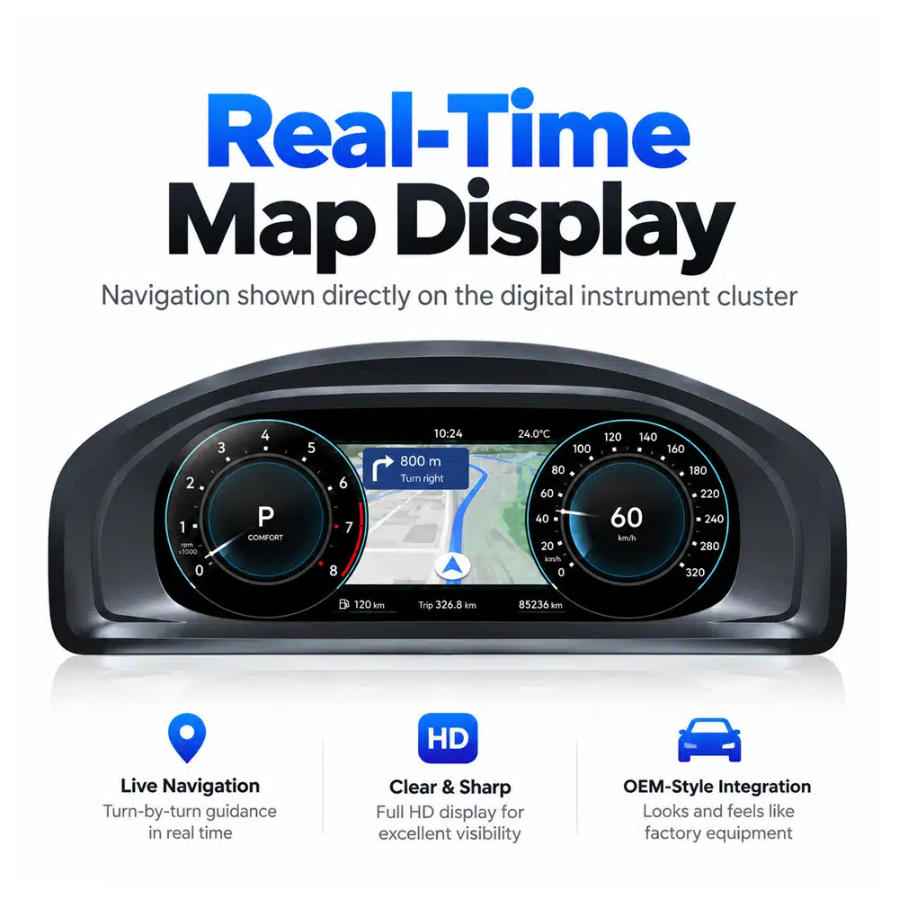 VW T5 digital cluster real-time map display