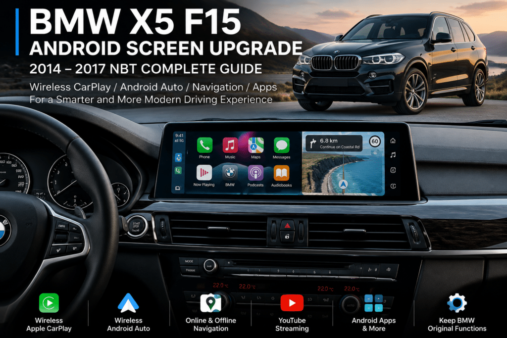 BMW X5 F15 Screen Upgrade 12.3 inch Android screen before and after installation