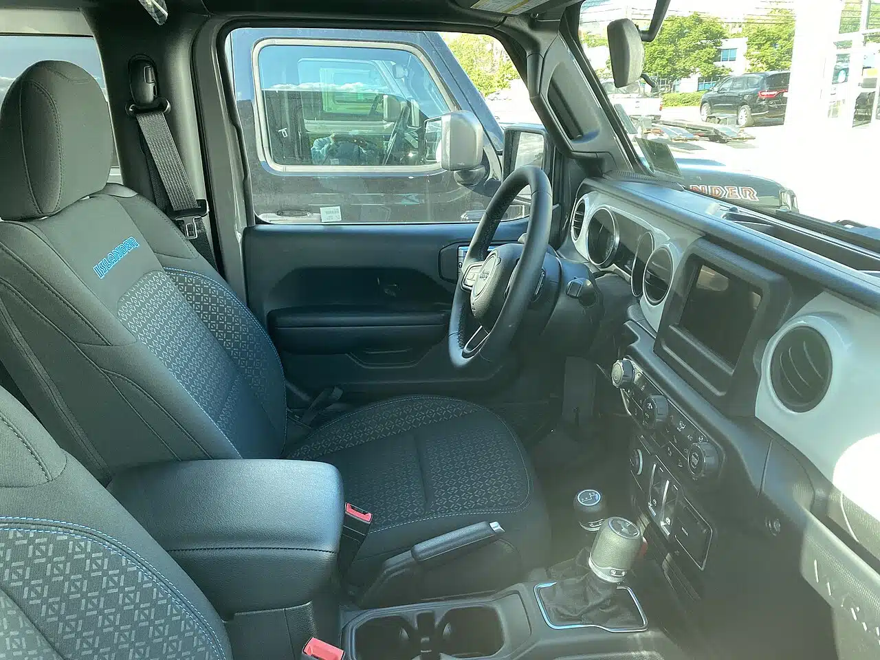 Original 2021 Jeep Wrangler JL Islander dashboard before any aftermarket digital cockpit upgrade
