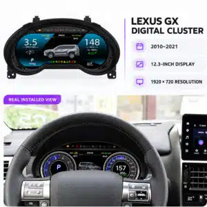 Comparison of Lexus GX digital gauge display and installed driving-position view
