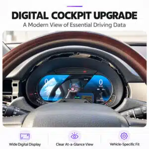 Lexus GX460 interior with upgraded digital instrument cluster fitted behind original steering wheel