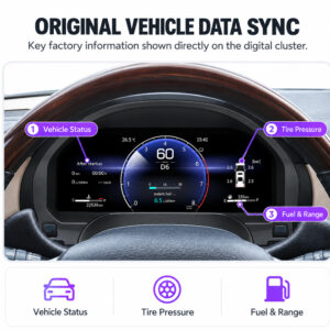 Lexus GX460 digital cluster screen illustrating vehicle status, tire pressure and fuel range information