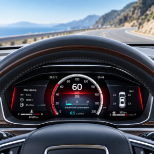 Driver view of Lexus GX460 digital instrument cluster displaying speedometer, engine speed and vehicle information