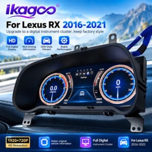 Lexus RX 2016–2021 digital instrument cluster angled view showing OEM-style digital gauges and original vehicle information