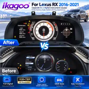 Lexus RX 2016–2021 digital cluster before after gauge comparison showing OEM-style dashboard
