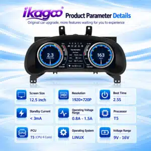 Lexus RX digital instrument cluster interface and marketing specification diagram
