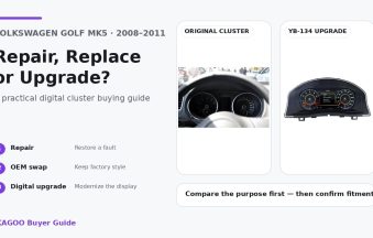 VW Golf MK5 original instrument cluster and YB-134 digital cluster upgrade buying guide